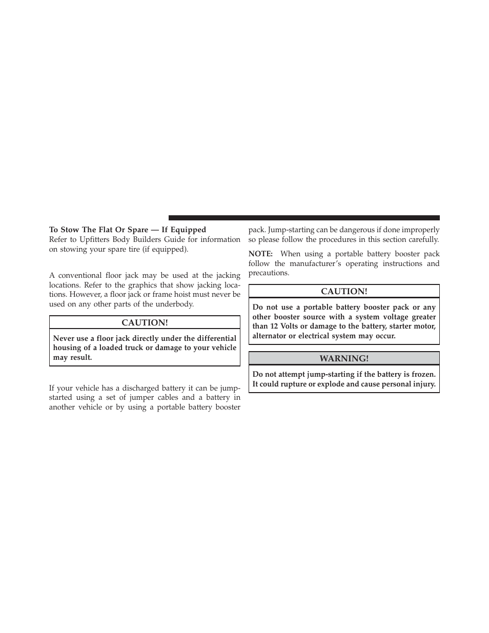 Hoisting, Jump-starting procedures | Ram Trucks 2012 Chassis Cab - Owner Manual User Manual | Page 390 / 502