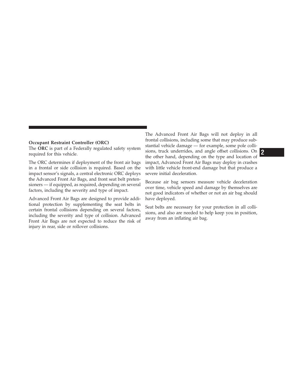 Air bag deployment sensors and controls | Ram Trucks 2012 Chassis Cab - Owner Manual User Manual | Page 59 / 502