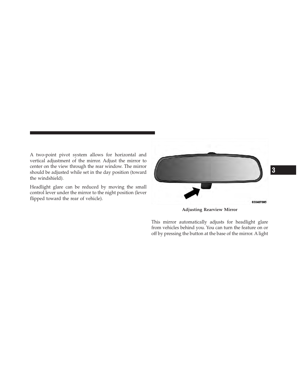 Mirrors, Inside day/night mirror, Automatic dimming mirror — if equipped | Ram Trucks 2012 Chassis Cab - Owner Manual User Manual | Page 89 / 502