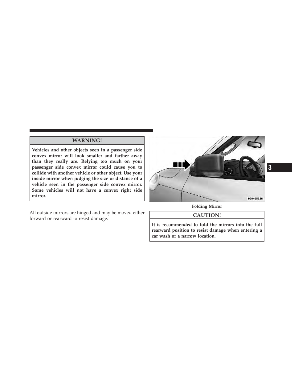 Outside mirrors folding feature | Ram Trucks 2012 Chassis Cab - Owner Manual User Manual | Page 91 / 502