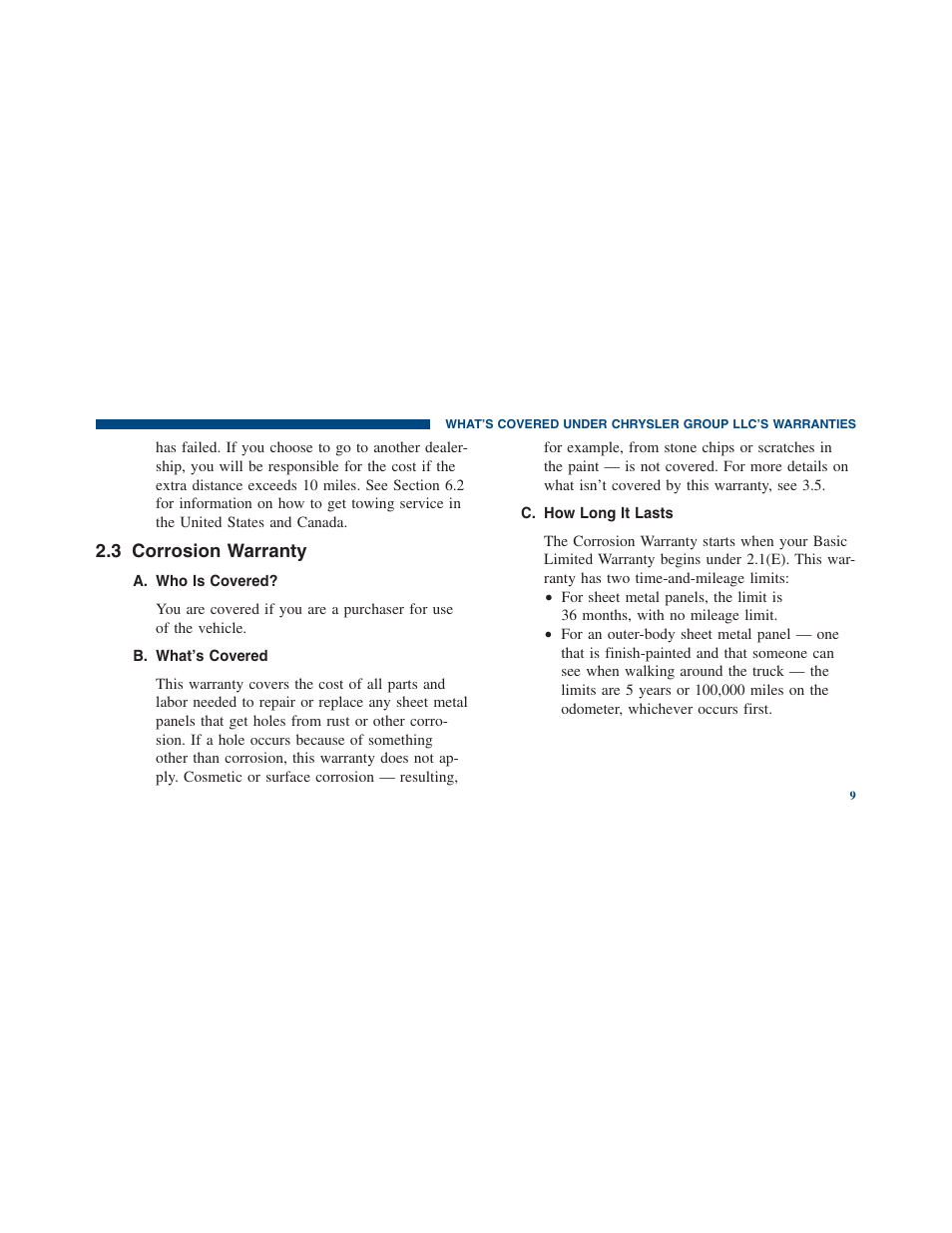 Corrosion warranty | Ram Trucks 2012 Chassis Cab - Warranty Manual User Manual | Page 11 / 44