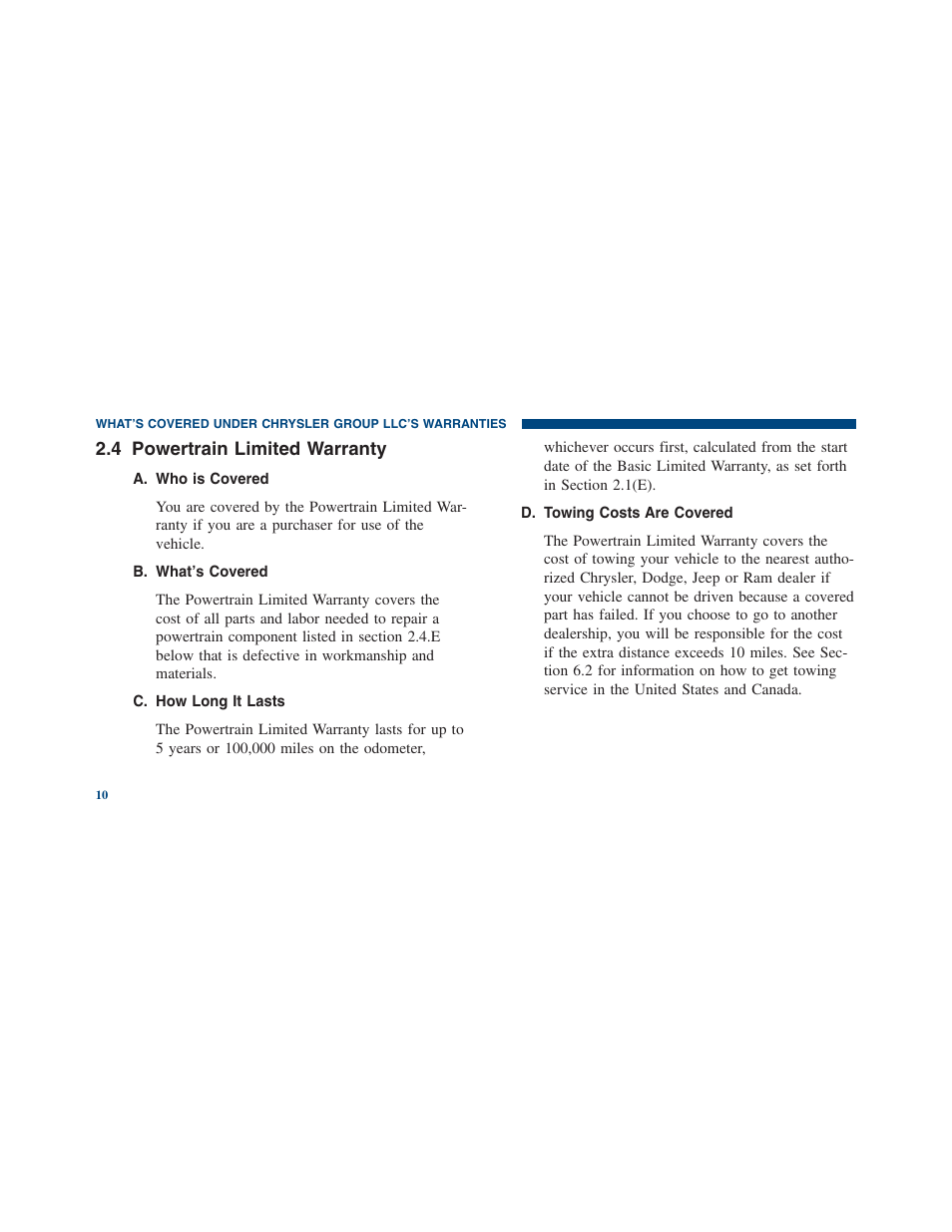 Powertrain limited warranty | Ram Trucks 2012 Chassis Cab - Warranty Manual User Manual | Page 12 / 44