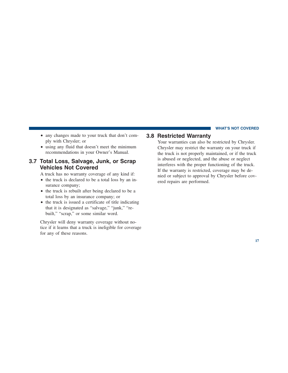 Restricted warranty | Ram Trucks 2012 Chassis Cab - Warranty Manual User Manual | Page 19 / 44