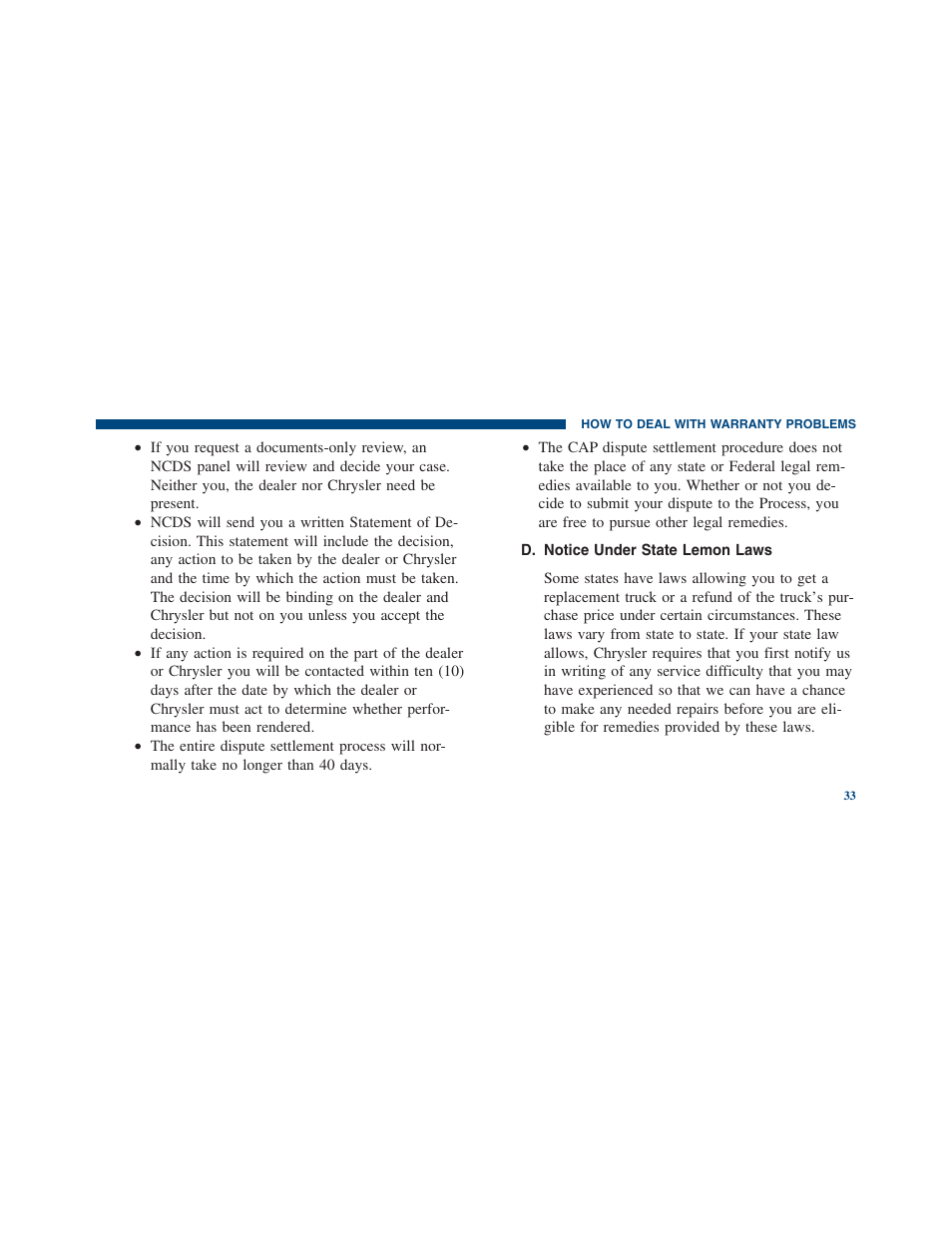 Ram Trucks 2012 Chassis Cab - Warranty Manual User Manual | Page 35 / 44
