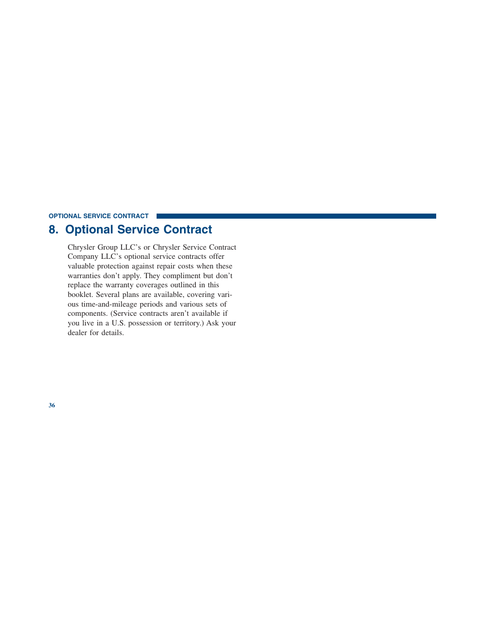 Optional service contract | Ram Trucks 2012 Chassis Cab - Warranty Manual User Manual | Page 38 / 44