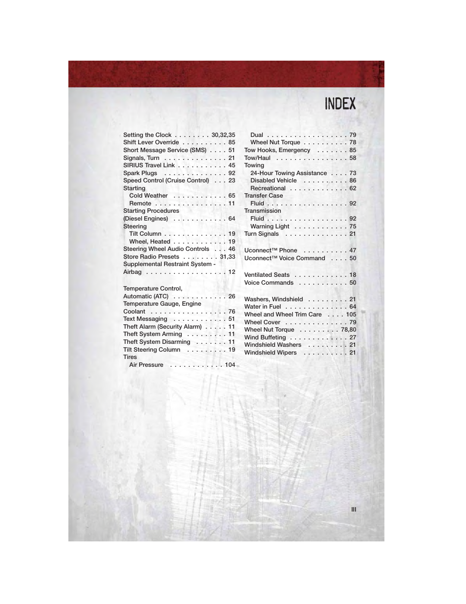 Index | Ram Trucks 2012 Chassis Cab - User Guide User Manual | Page 113 / 116