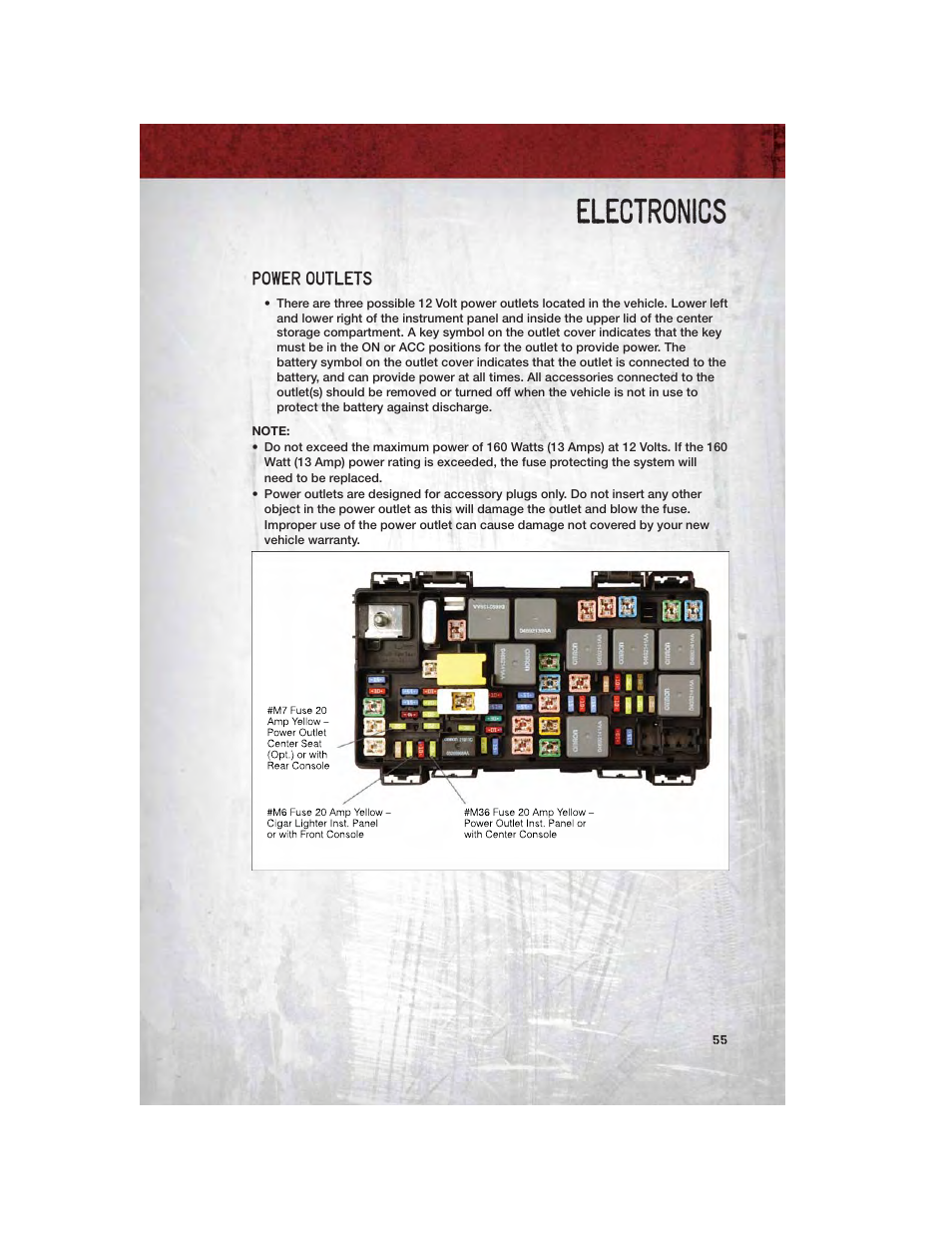 Power outlets, Electronics | Ram Trucks 2012 Chassis Cab - User Guide User Manual | Page 57 / 116