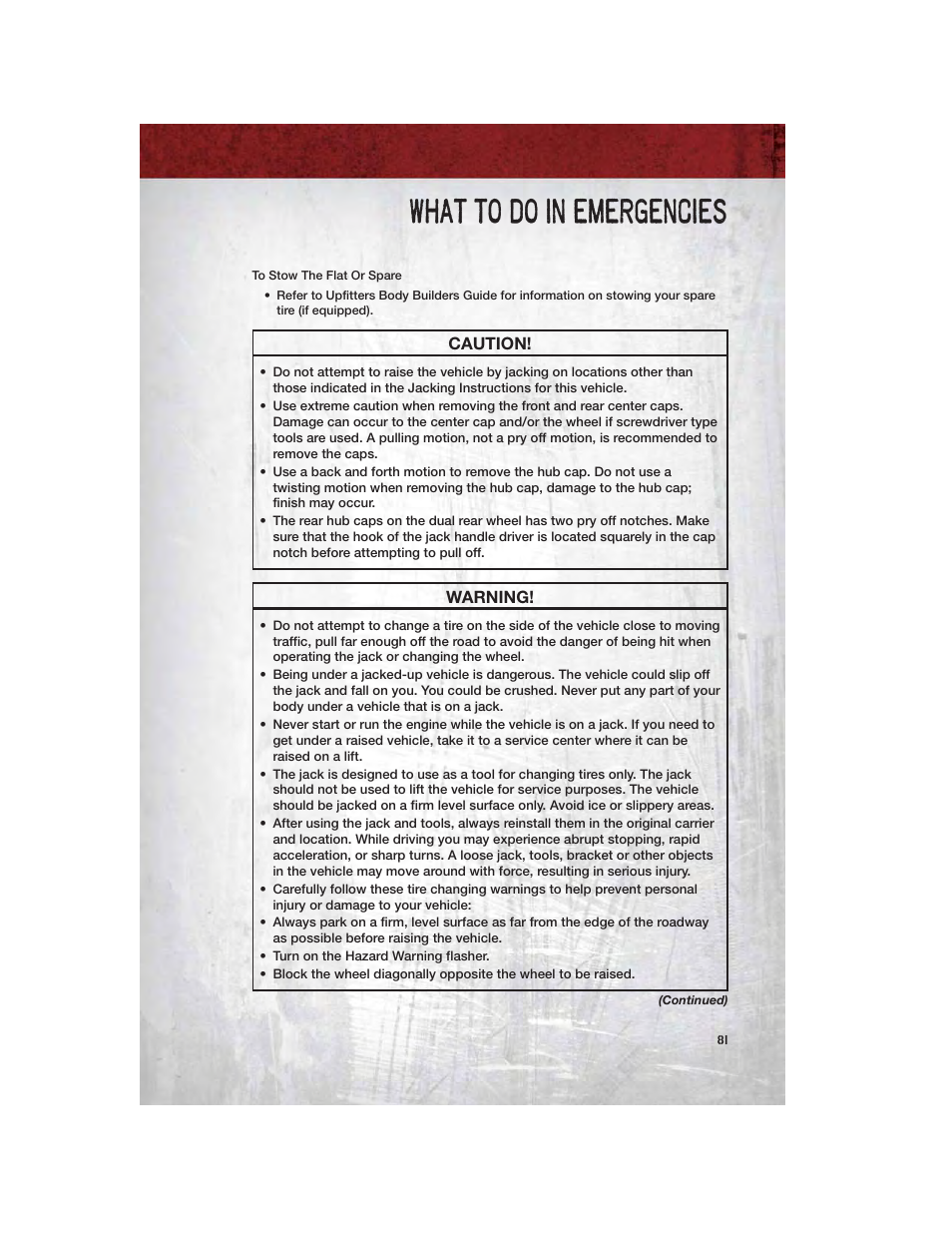 What to do in emergencies | Ram Trucks 2012 Chassis Cab - User Guide User Manual | Page 83 / 116