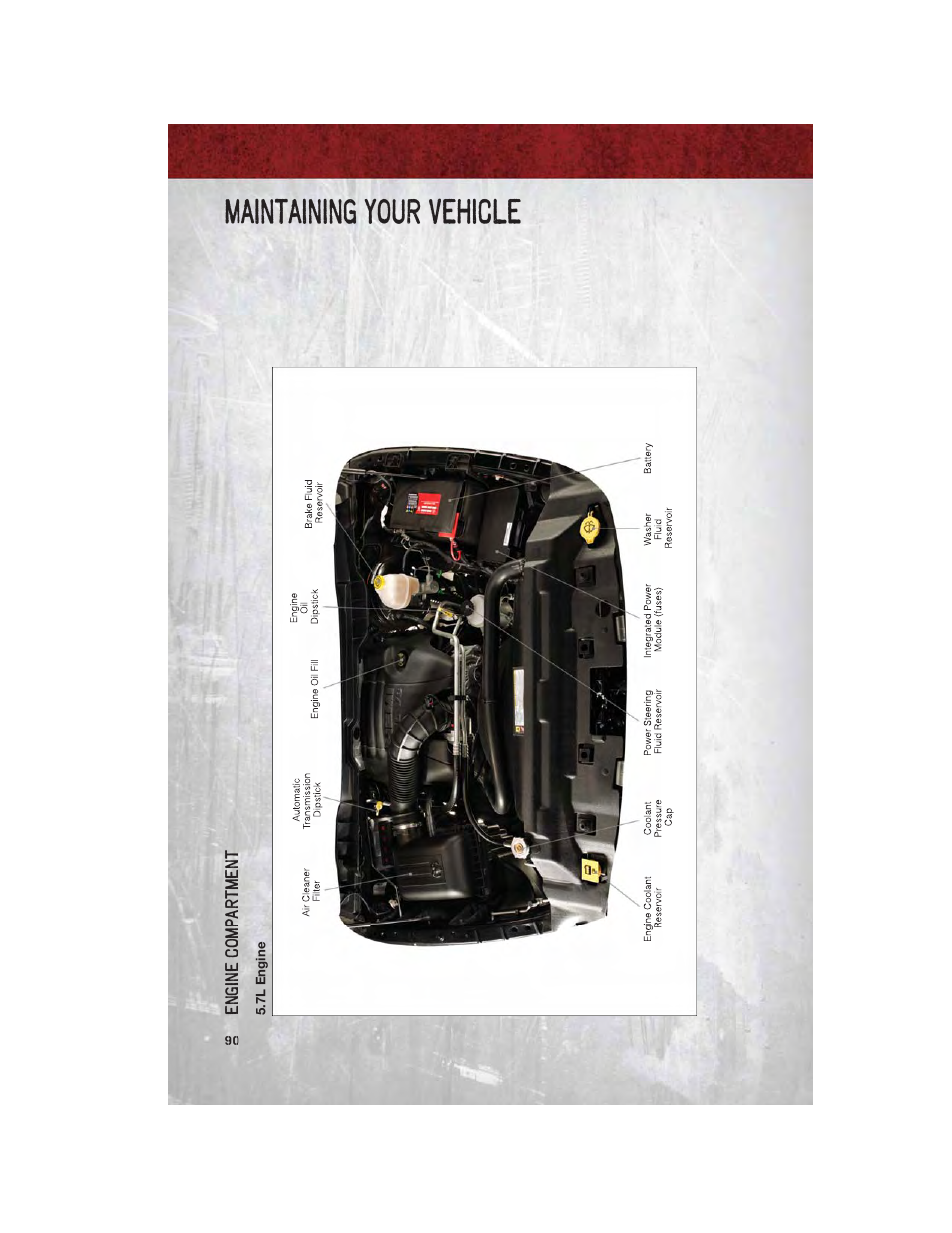 Engine compartment, 7l engine, Maintaining your vehicle | Ram Trucks 2012 Chassis Cab - User Guide User Manual | Page 92 / 116