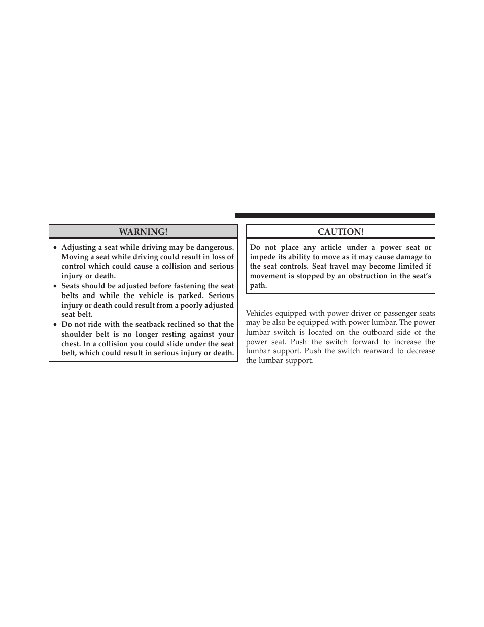 Power lumbar — if equipped | Ram Trucks 2012 С/V - Owner Manual User Manual | Page 164 / 642