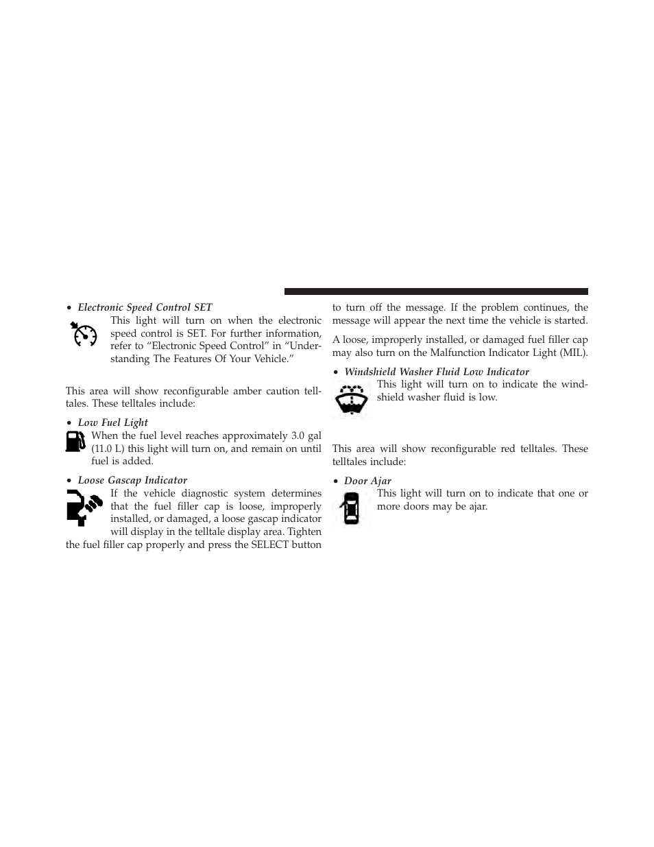 Evic amber telltale lights, Evic red telltale lights | Ram Trucks 2012 С/V - Owner Manual User Manual | Page 308 / 642