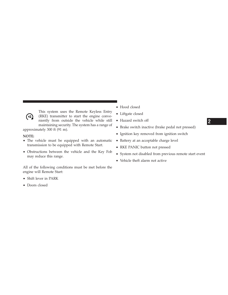 Remote starting system — if equipped, How to use remote start | Ram Trucks 2012 С/V - Owner Manual User Manual | Page 31 / 642