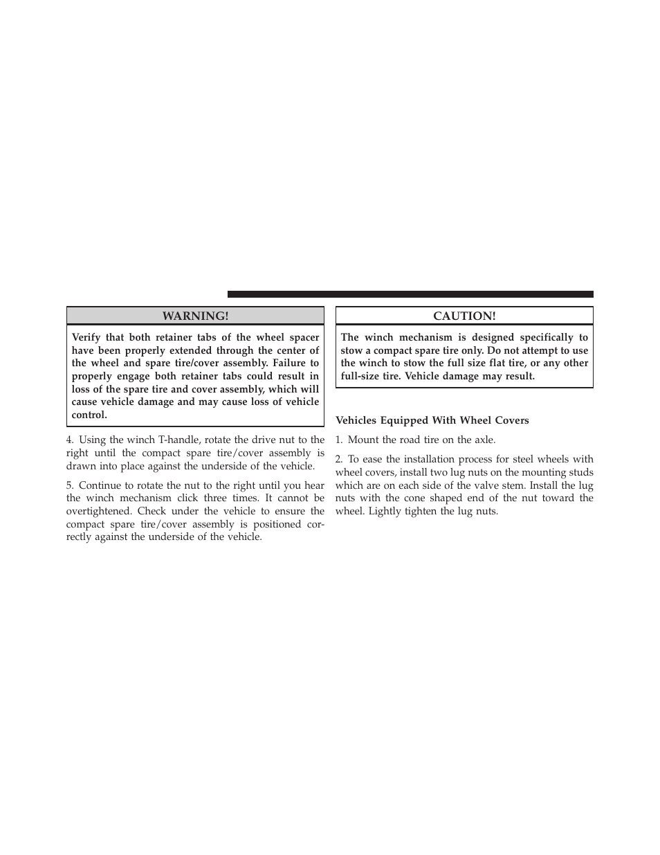 Road tire installation | Ram Trucks 2012 С/V - Owner Manual User Manual | Page 532 / 642