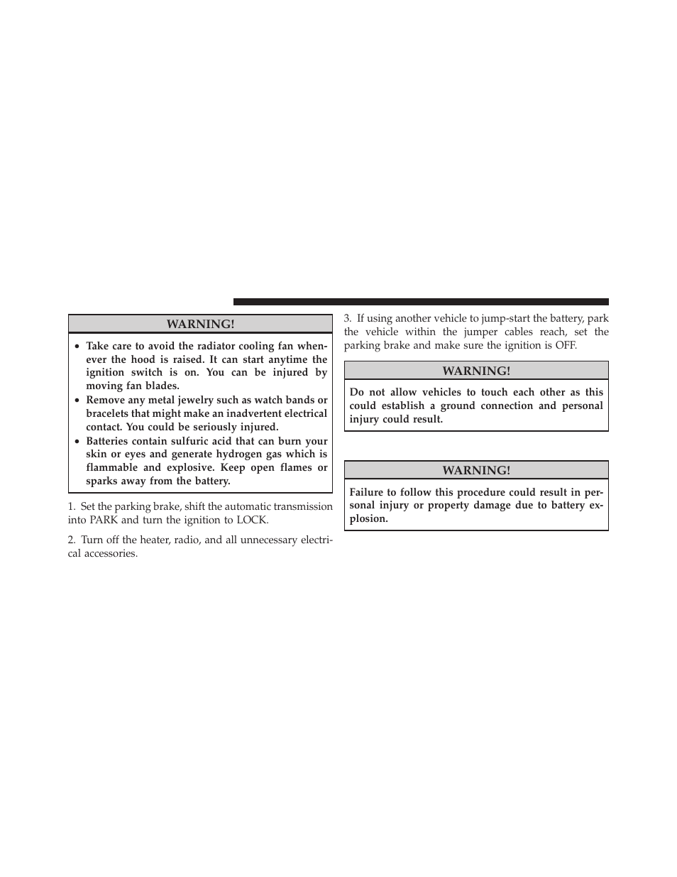 Jump-starting procedure | Ram Trucks 2012 С/V - Owner Manual User Manual | Page 536 / 642