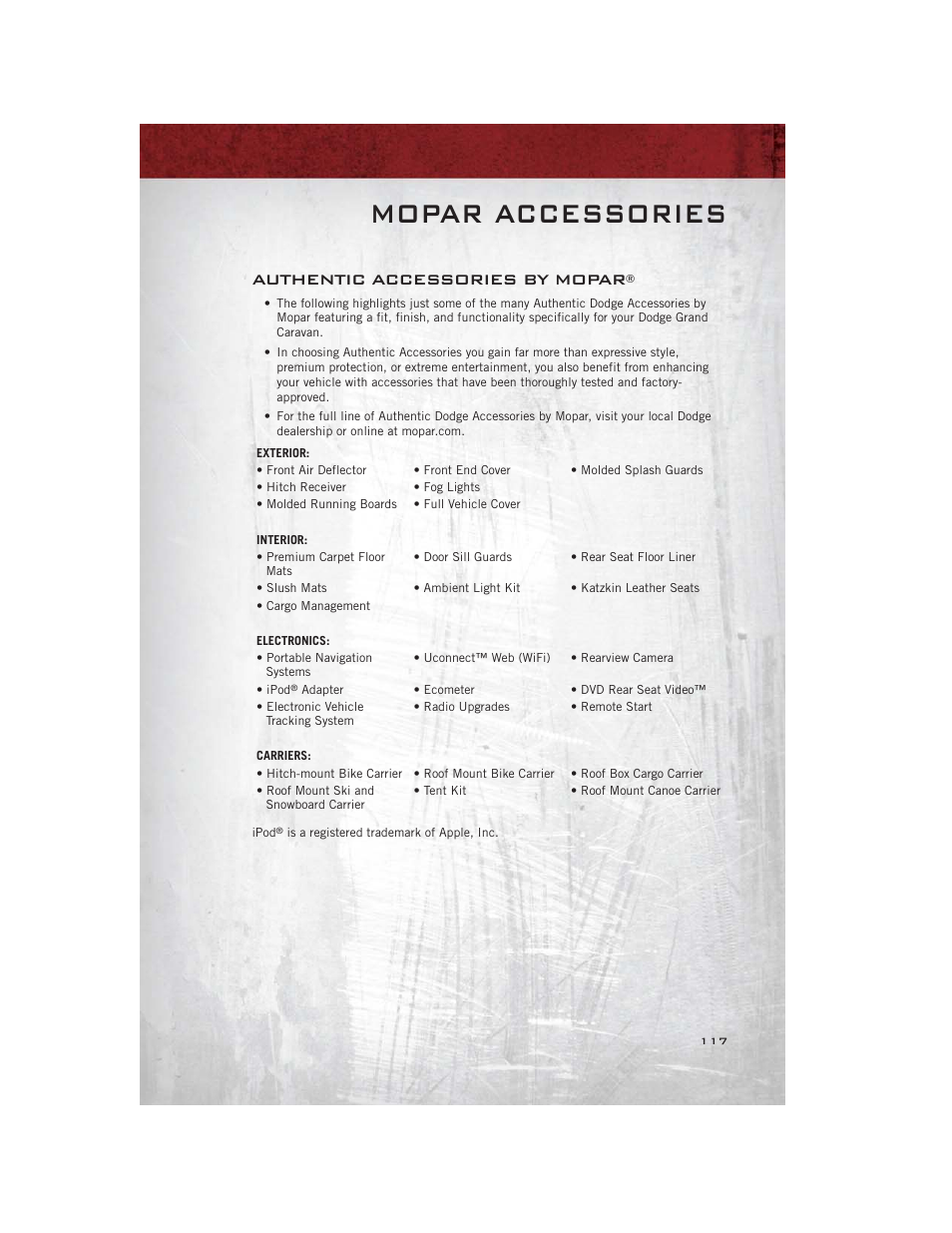 Mopar accessories, Authentic accessories by mopar | Ram Trucks 2012 С/V - User Guide User Manual | Page 119 / 132