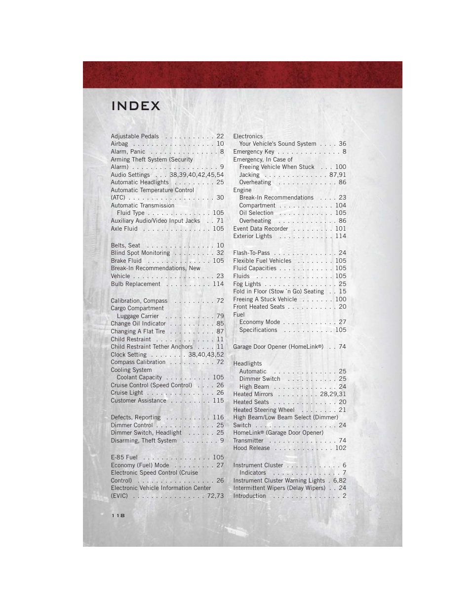 Index | Ram Trucks 2012 С/V - User Guide User Manual | Page 120 / 132