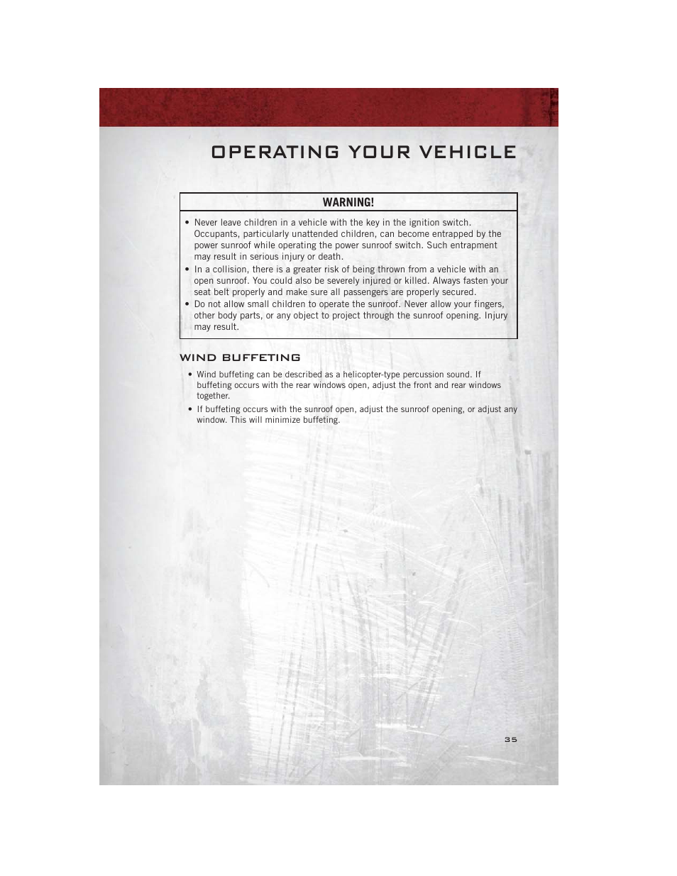 Wind buffeting, Operating your vehicle | Ram Trucks 2012 С/V - User Guide User Manual | Page 37 / 132