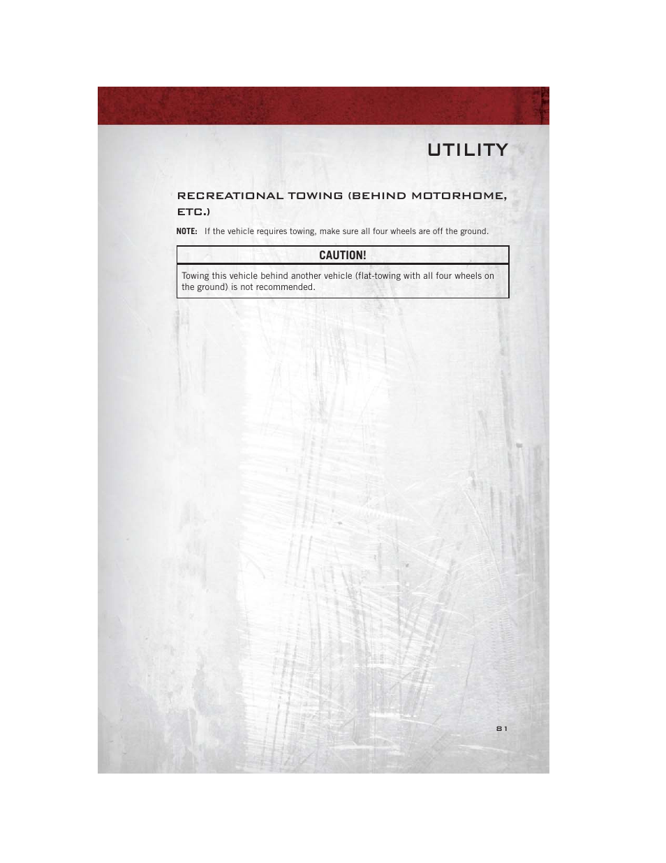 Recreational towing (behind motorhome, etc.), Utility | Ram Trucks 2012 С/V - User Guide User Manual | Page 83 / 132