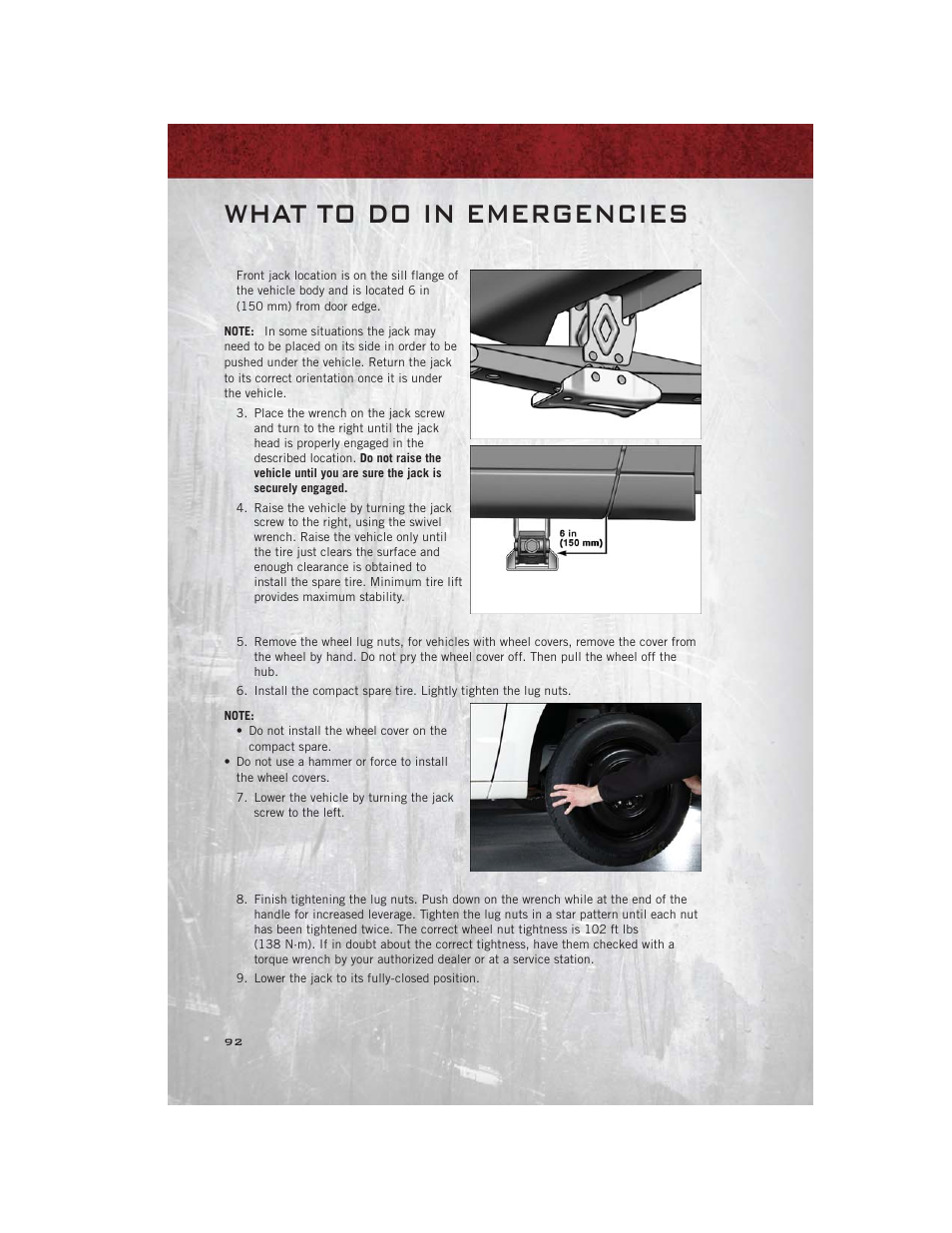 What to do in emergencies | Ram Trucks 2012 С/V - User Guide User Manual | Page 94 / 132