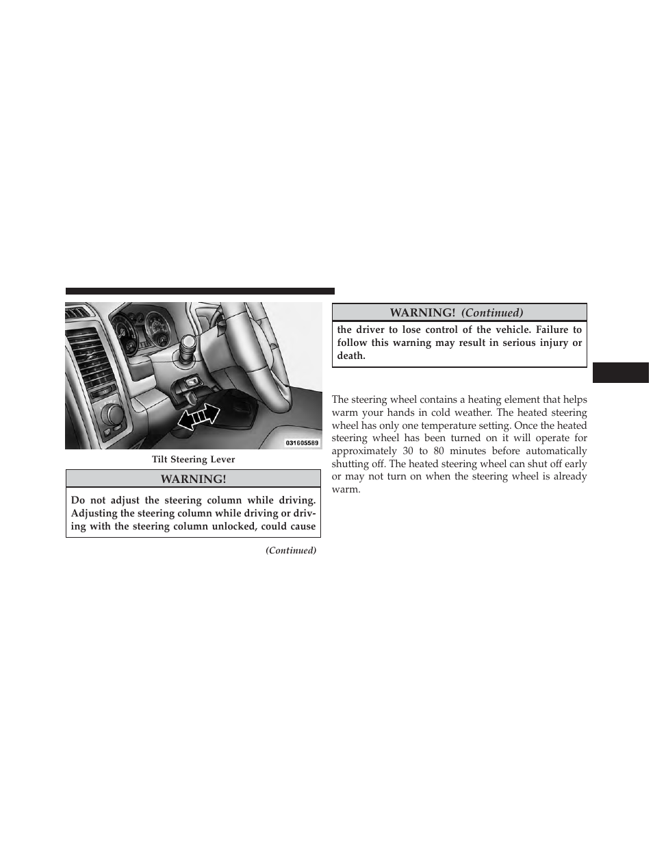 Heated steering wheel — if equipped | Ram Trucks 2013 3500 - Owner Manual User Manual | Page 179 / 734