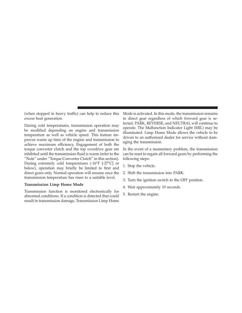 Transmission limp home mode | Ram Trucks 2013 3500 - Owner Manual User Manual | Page 372 / 734