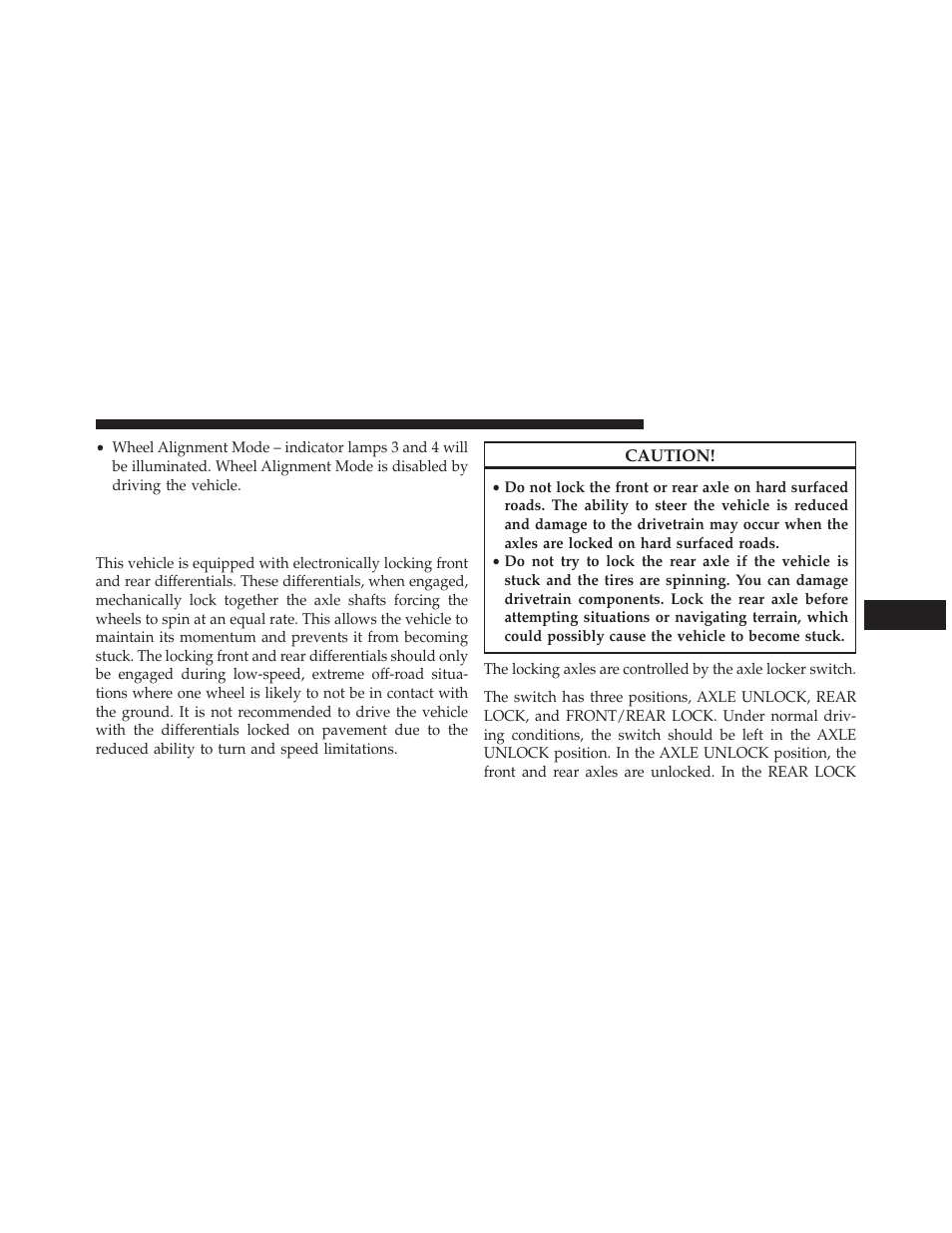 Axle locker system (2500 models only), If equipped | Ram Trucks 2013 3500 - Owner Manual User Manual | Page 419 / 734