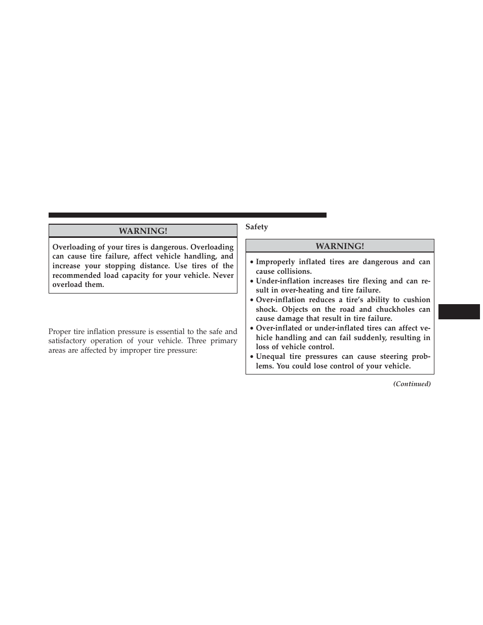 Tires — general information, Tire pressure, Safety | Ram Trucks 2013 3500 - Owner Manual User Manual | Page 495 / 734