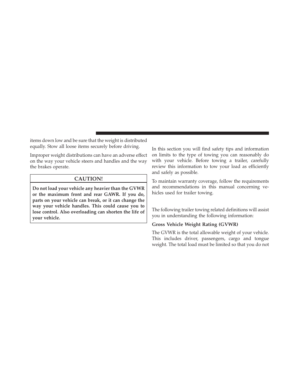 Trailer towing, Common towing definitions, Gross vehicle weight rating (gvwr) | Ram Trucks 2013 3500 - Owner Manual User Manual | Page 536 / 734