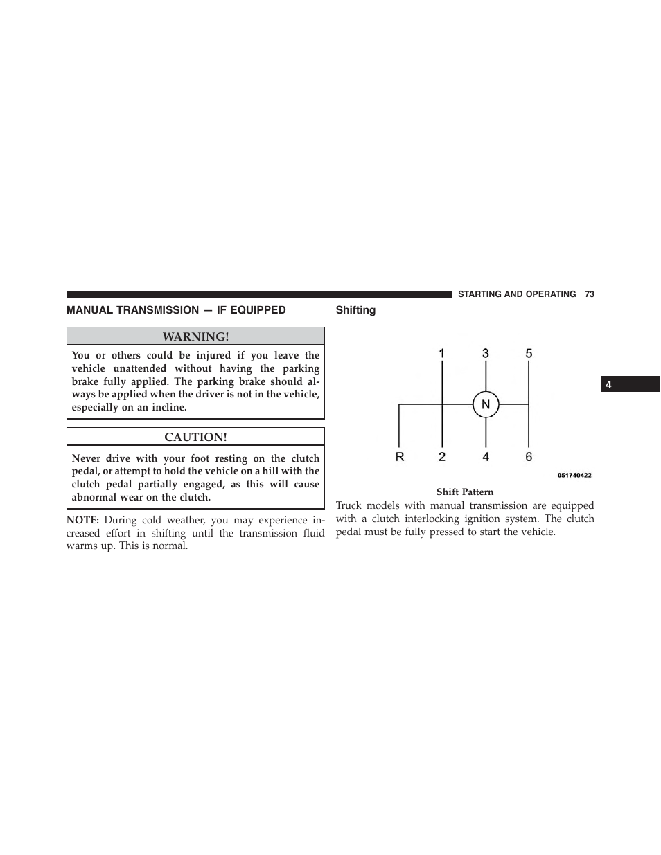 Manual transmission — if equipped, Shifting | Ram Trucks 2013 Chassis Cab - Diesel Supplement User Manual | Page 75 / 186