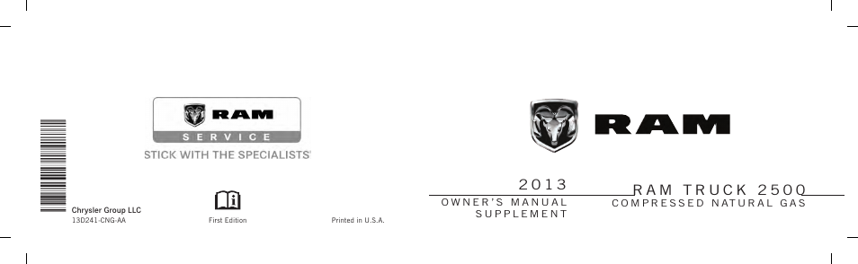 Ram Trucks 2013 3500 - CNG Supplement User Manual | 65 pages