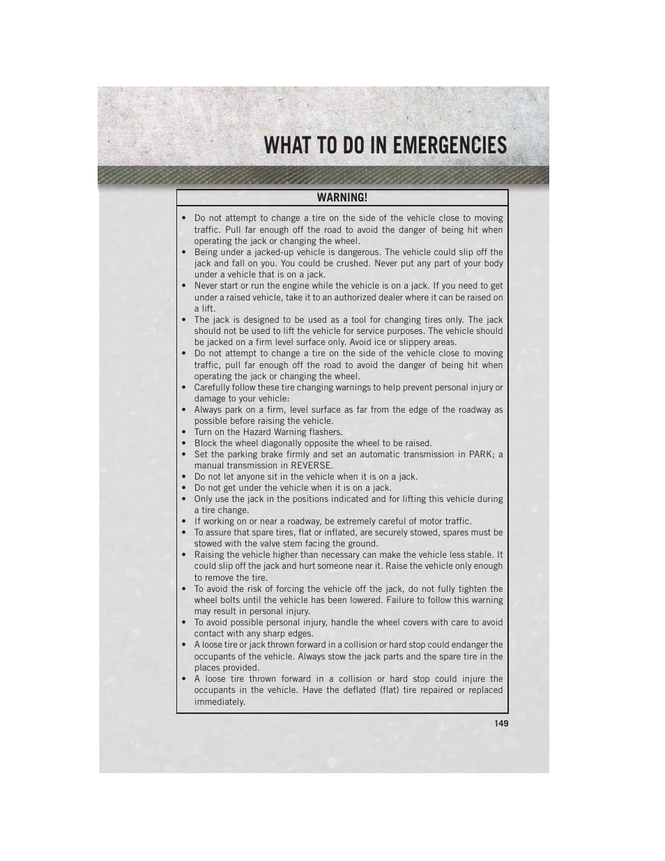 What to do in emergencies | Ram Trucks 2013 3500 - User Guide User Manual | Page 151 / 196