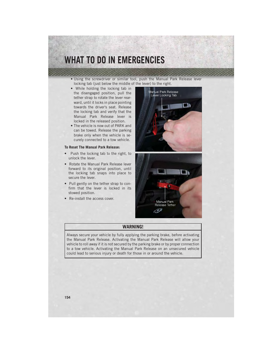 What to do in emergencies | Ram Trucks 2013 3500 - User Guide User Manual | Page 156 / 196