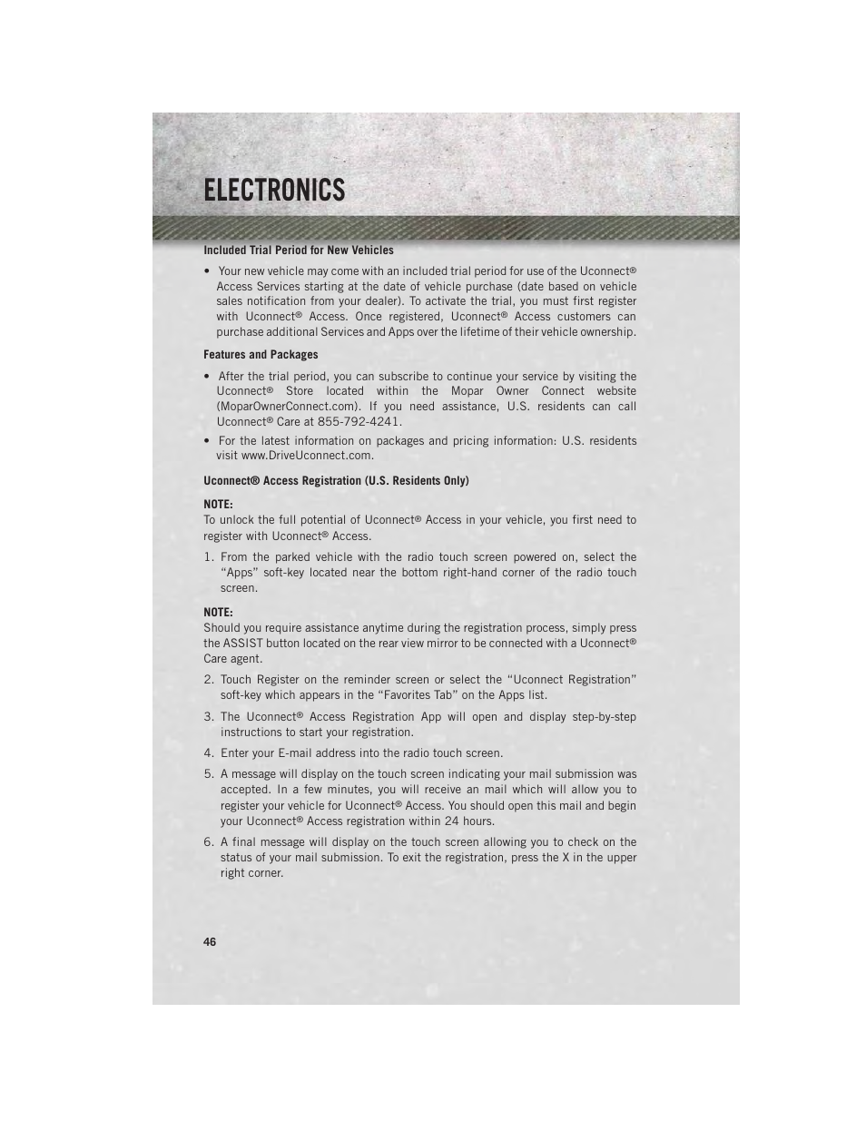 Electronics | Ram Trucks 2013 3500 - User Guide User Manual | Page 48 / 196