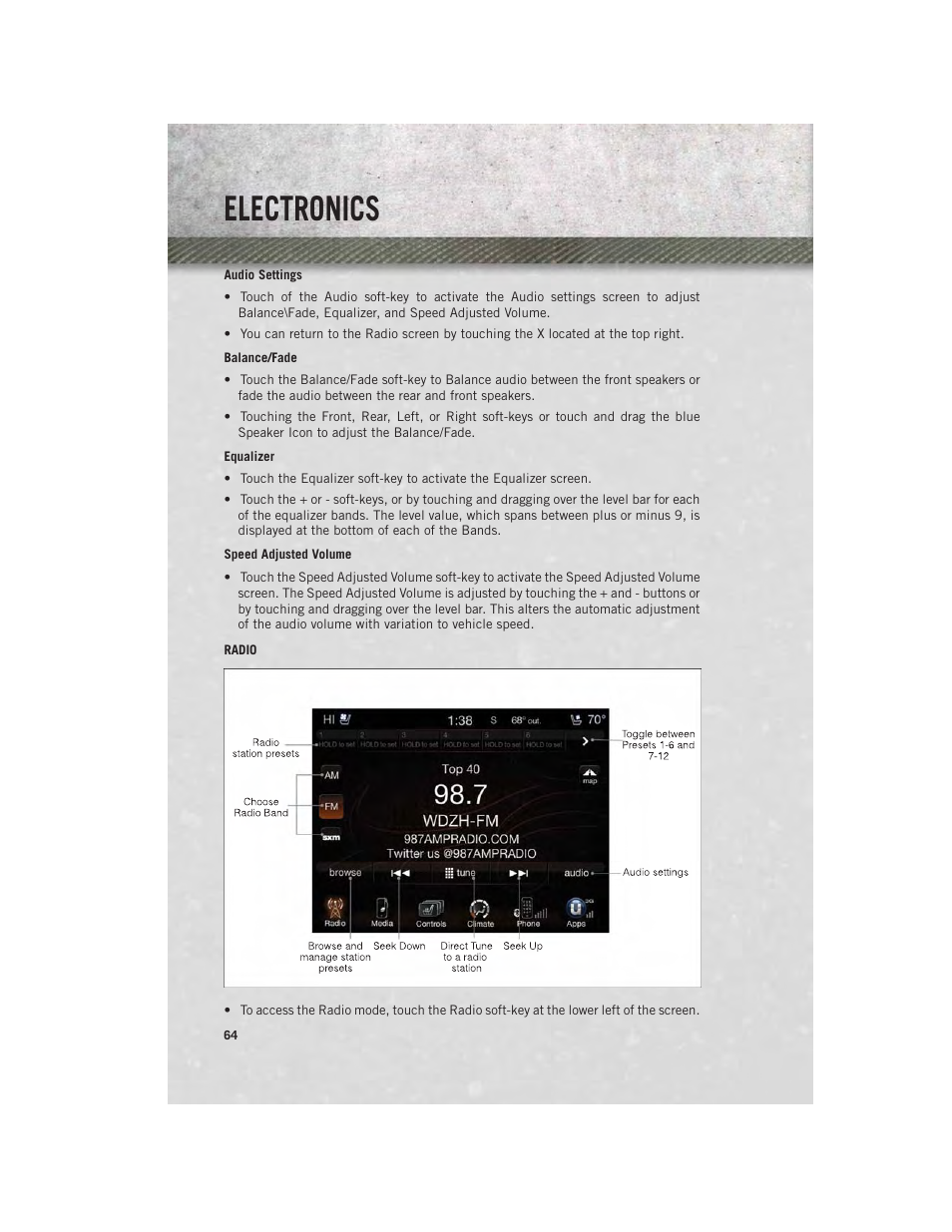 Radio, Electronics | Ram Trucks 2013 3500 - User Guide User Manual | Page 66 / 196