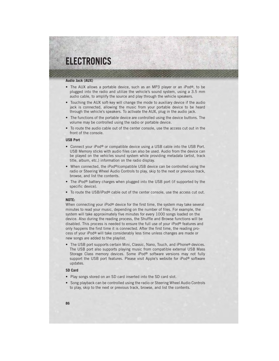 Electronics | Ram Trucks 2013 3500 - User Guide User Manual | Page 88 / 196