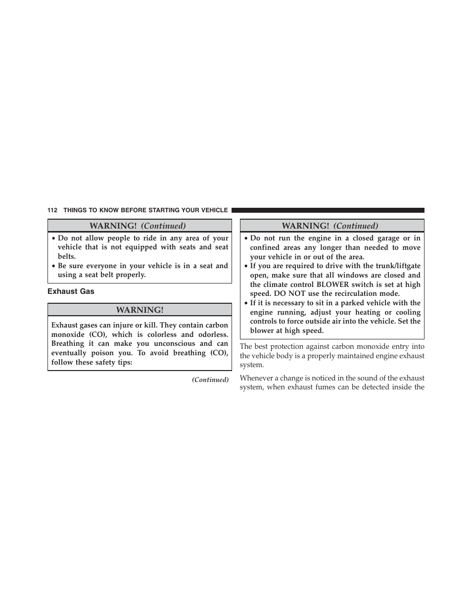 Exhaust gas | Ram Trucks 2013 Chassis Cab - Owner Manual User Manual | Page 114 / 490