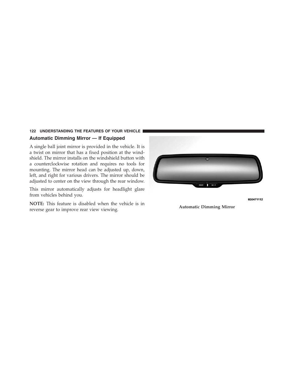 Automatic dimming mirror — if equipped | Ram Trucks 2013 Chassis Cab - Owner Manual User Manual | Page 124 / 490