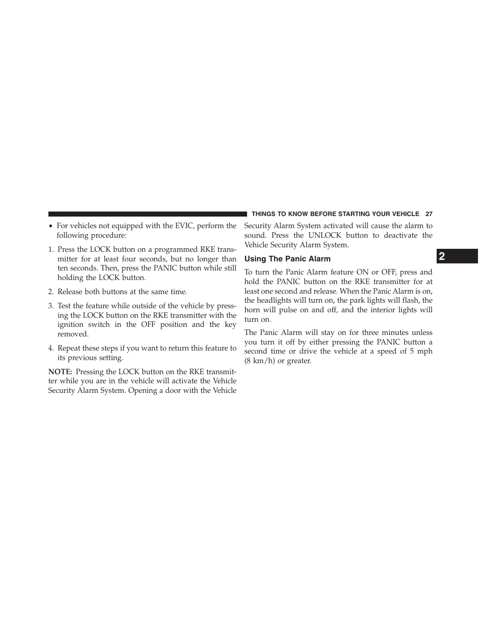 Using the panic alarm | Ram Trucks 2013 Chassis Cab - Owner Manual User Manual | Page 29 / 490