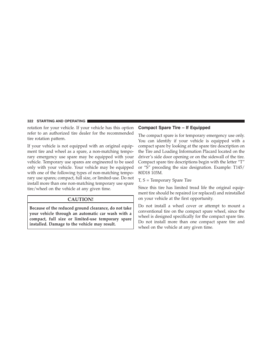 Compact spare tire – if equipped | Ram Trucks 2013 Chassis Cab - Owner Manual User Manual | Page 324 / 490