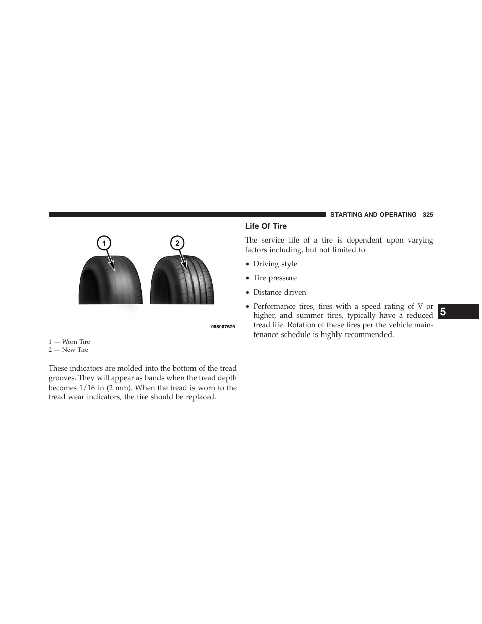 Life of tire | Ram Trucks 2013 Chassis Cab - Owner Manual User Manual | Page 327 / 490