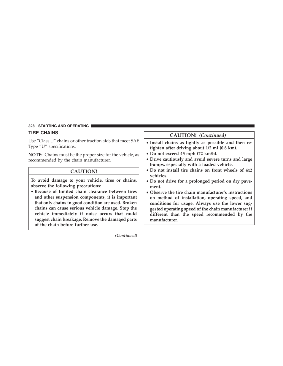 Tire chains | Ram Trucks 2013 Chassis Cab - Owner Manual User Manual | Page 330 / 490
