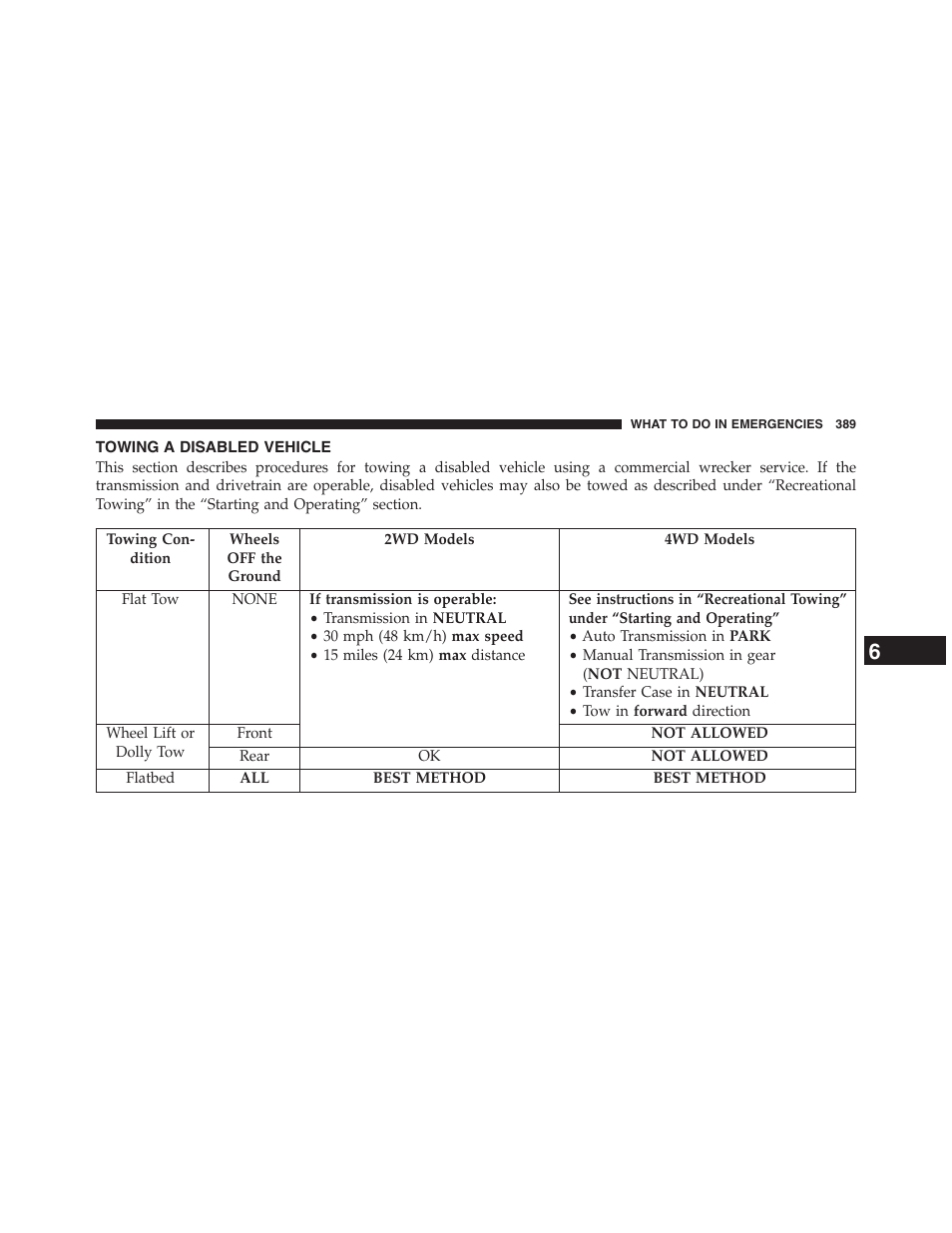 Towing a disabled vehicle | Ram Trucks 2013 Chassis Cab - Owner Manual User Manual | Page 391 / 490