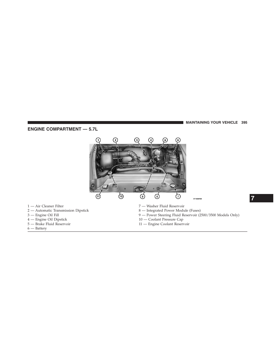 Engine compartment — 5.7l | Ram Trucks 2013 Chassis Cab - Owner Manual User Manual | Page 397 / 490