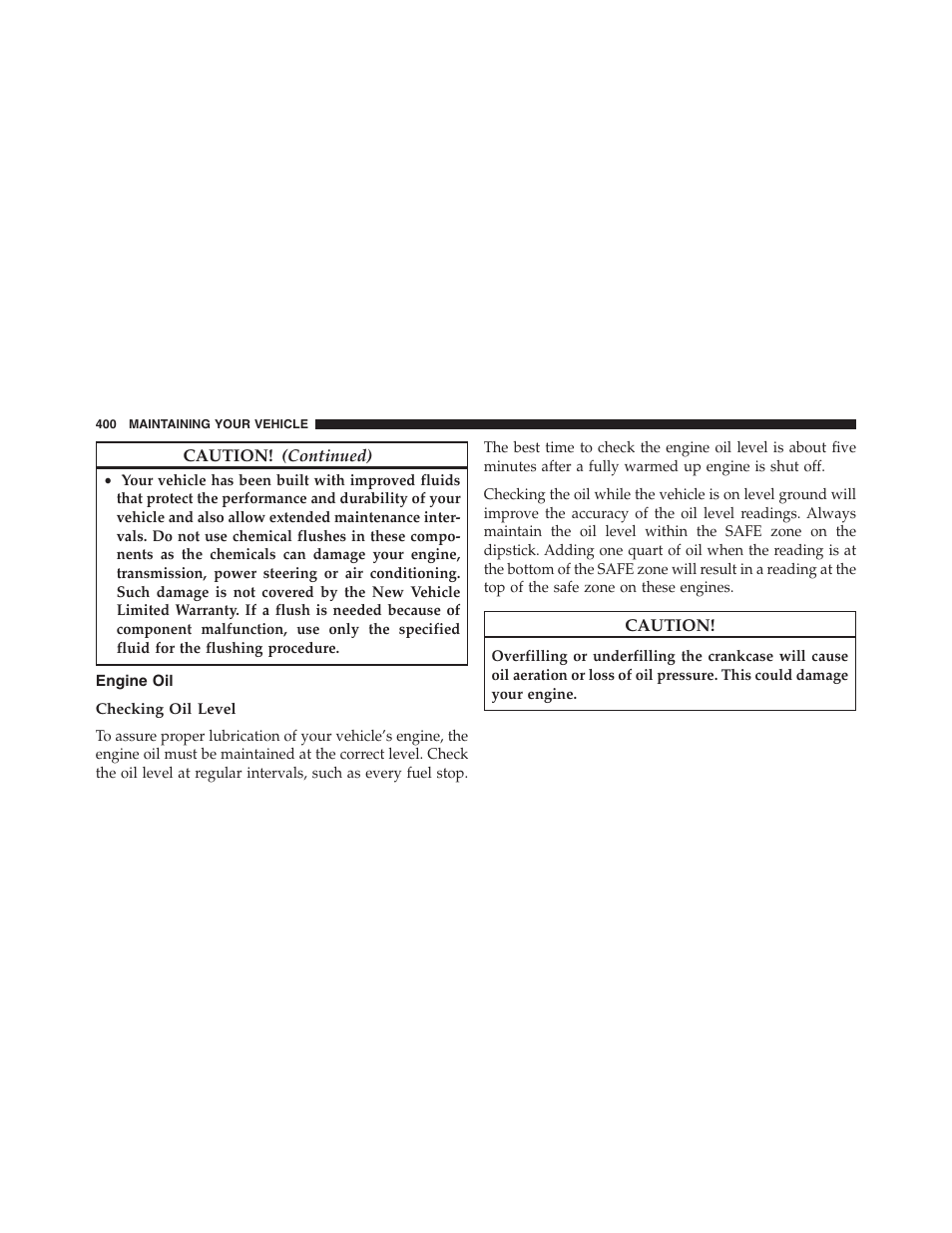 Engine oil, Checking oil level | Ram Trucks 2013 Chassis Cab - Owner Manual User Manual | Page 402 / 490