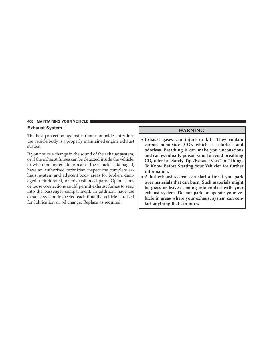 Exhaust system | Ram Trucks 2013 Chassis Cab - Owner Manual User Manual | Page 410 / 490