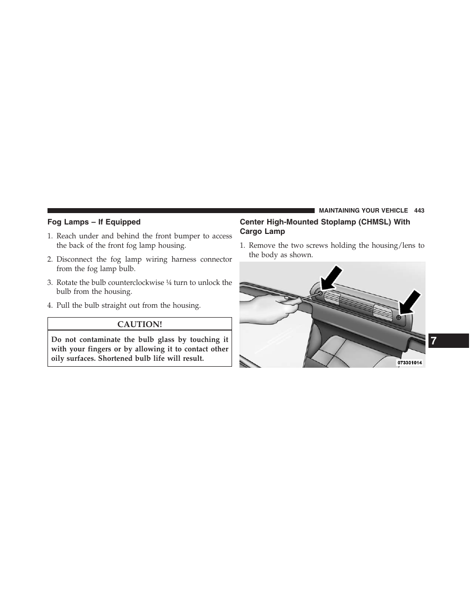 Fog lamps – if equipped, Center high-mounted stoplamp, Chmsl) with cargo lamp | Ram Trucks 2013 Chassis Cab - Owner Manual User Manual | Page 445 / 490