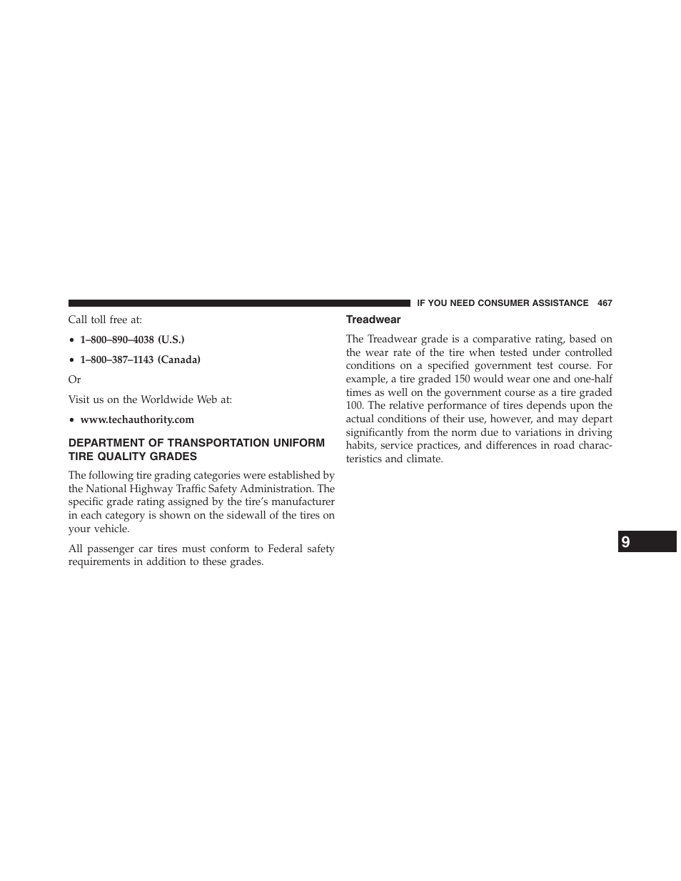 Treadwear, Department of transportation, Uniform tire quality grades | Ram Trucks 2013 Chassis Cab - Owner Manual User Manual | Page 469 / 490
