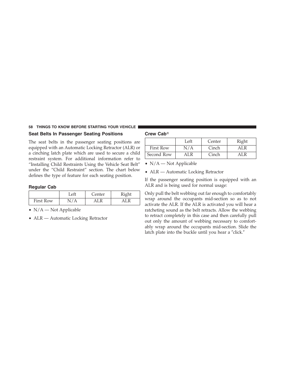 Seat belts in passenger seating positions | Ram Trucks 2013 Chassis Cab - Owner Manual User Manual | Page 60 / 490