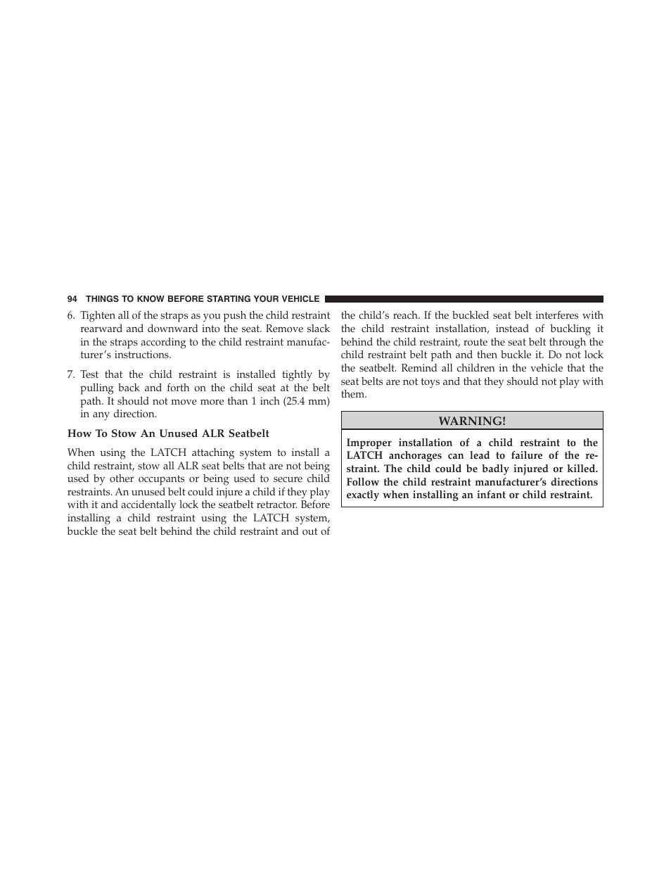 How to stow an unused alr seatbelt | Ram Trucks 2013 Chassis Cab - Owner Manual User Manual | Page 96 / 490