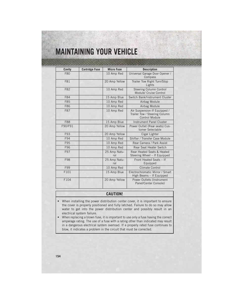 Maintaining your vehicle, Caution | Ram Trucks 2013 Chassis Cab - User Guide User Manual | Page 156 / 172